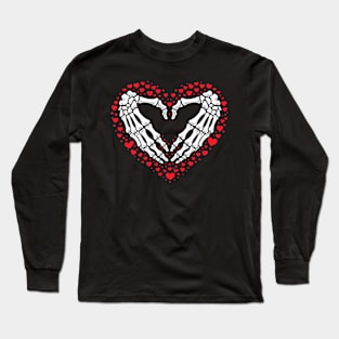 Skeleton Hand Heart Valentines Day Funny Bones Love Couple Long Sleeve T-Shirt